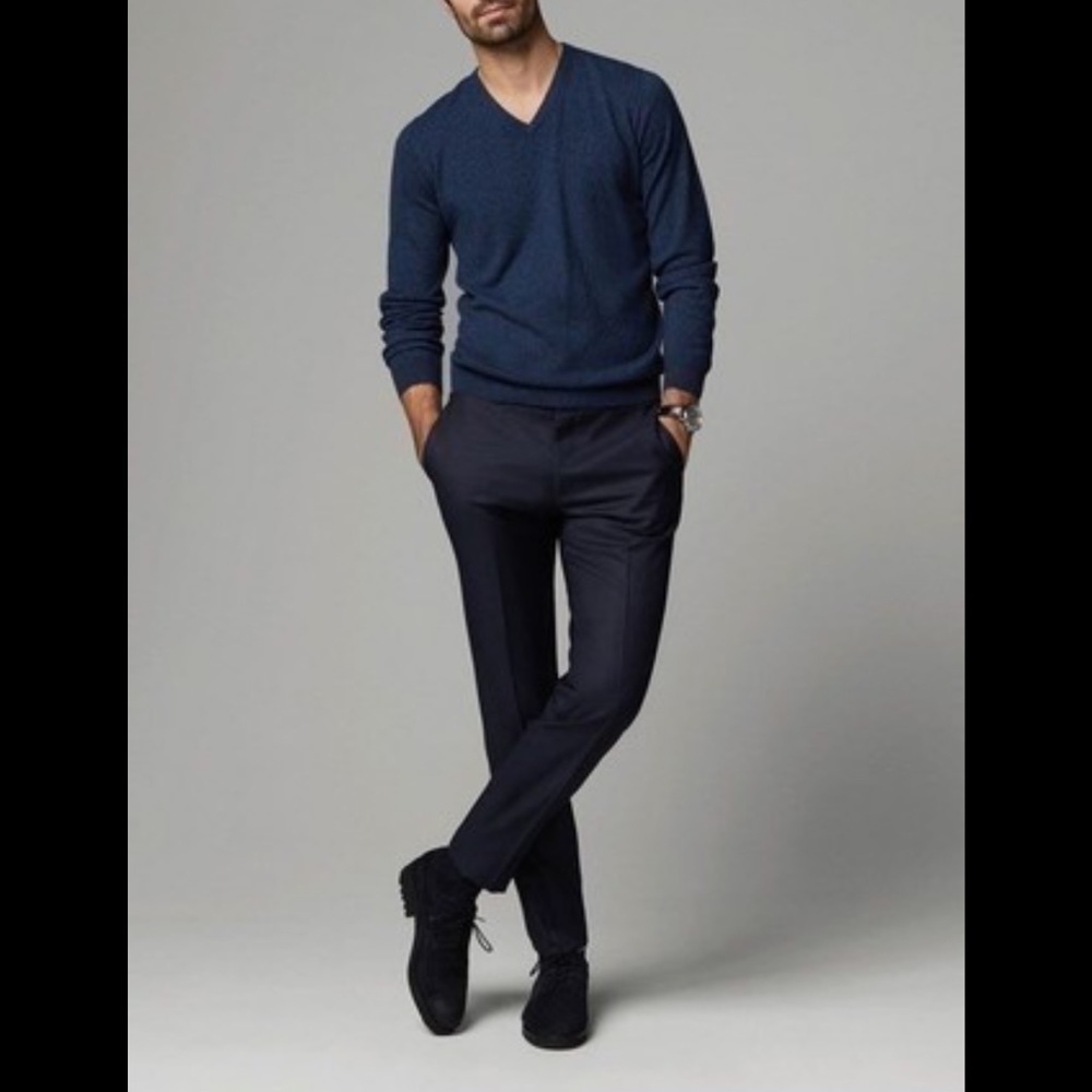Cutter & Buck Mens V-Neck Pullover Blue Long Sleeve Sweater
